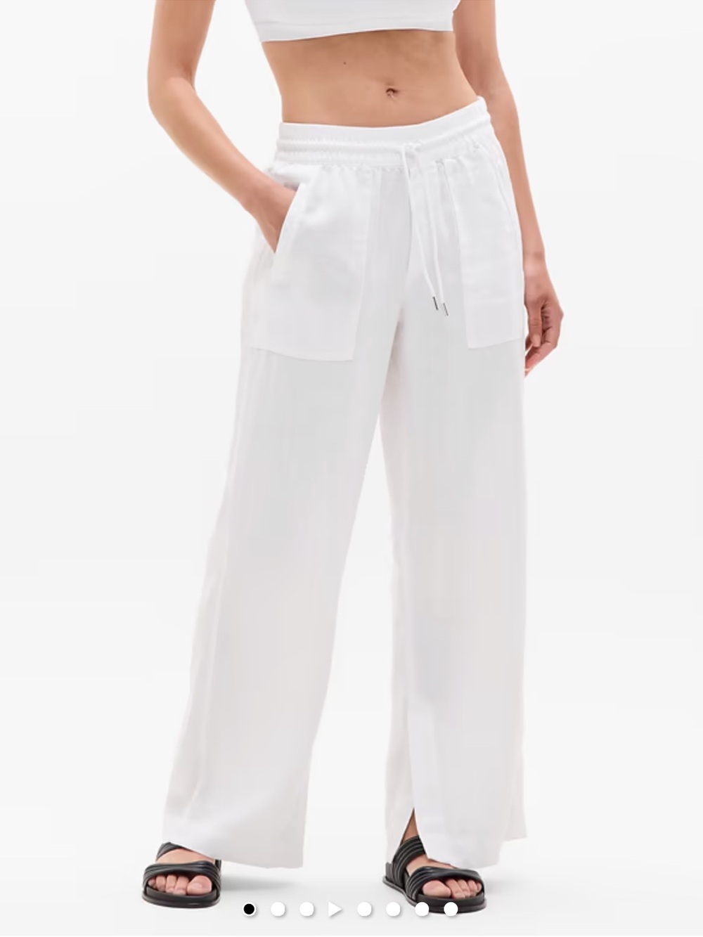 Athleta Retreat 100% Linen High-Rise Wide-leg Pants in White size 2
